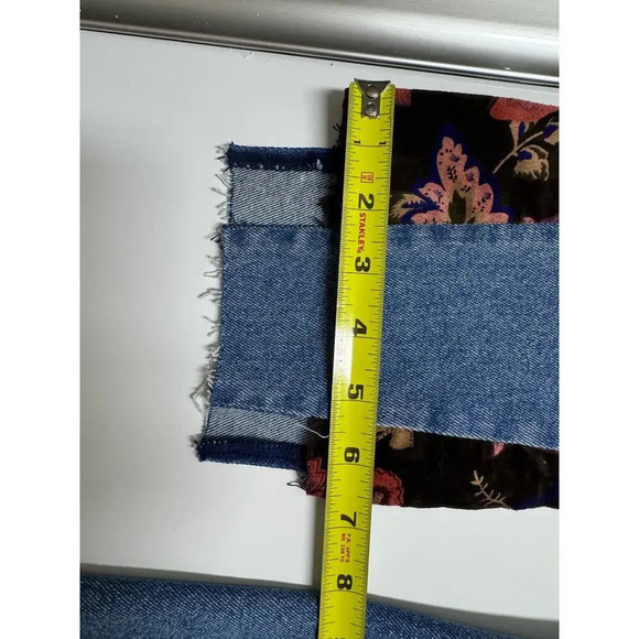 Driftwood Indie Jeans Womens Size 24x26 Floral Embroidered Crop Denim Patchwork - Picture 9 of 9